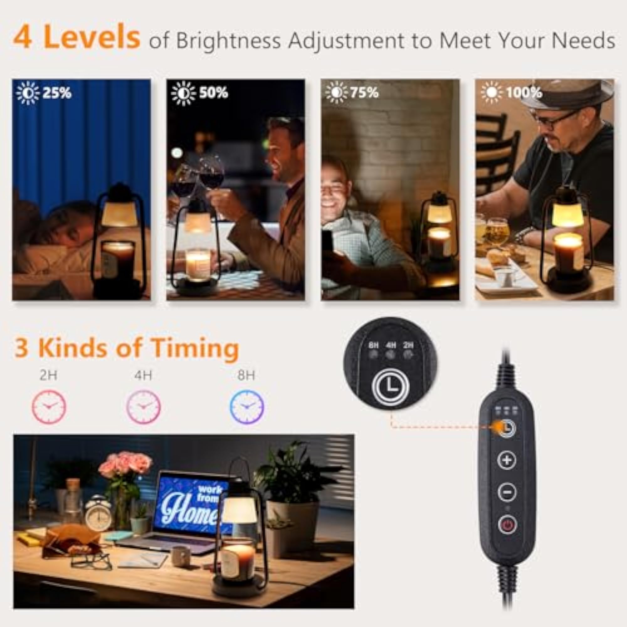 Candle Warmer Lamp with Dimmable Timer