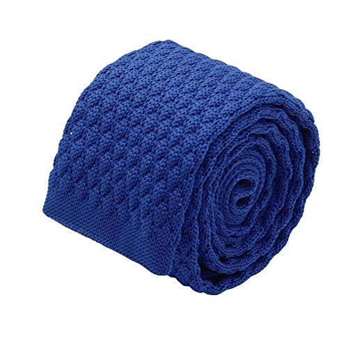 Ecravate - Cravate tricot homme. Bleu roi grosse maille uni