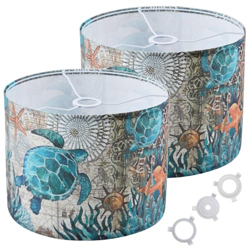 TAaMTYH Drum Lampshades Set of 2,large lamp shades 13' x 13' x 10 ',Lampshades For TableLamp, Floor Lamps,Support Spider and E27 Base,With three converters.Need To Assemble