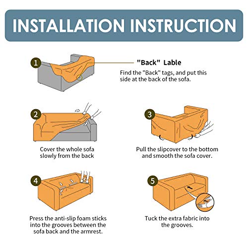 Hotniu Stretch Sofa Cover Printed Couch Covers Loveseat Slipcovers For 2 Cushion Couches Sofas Elastic Universal Furniture Protector With 1 Pillowcase (Medium, Black Veins #TOP6