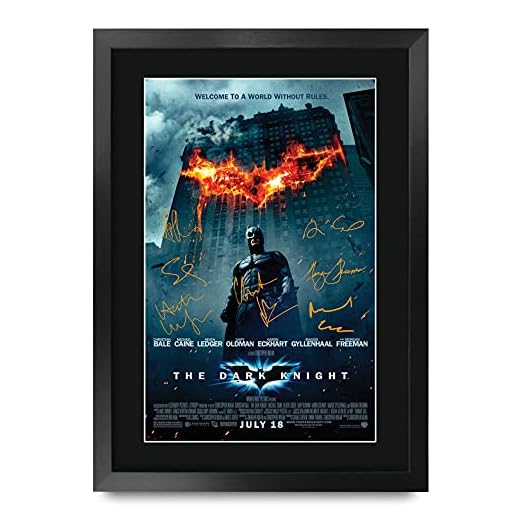 HWC Trading The Dark Knight Batman A3 Enmarcado Regalo De Visualización De Fotos De Impresión De Imagen Impresa Autógrafo Firmado por Los Aficionados Al Cine