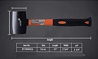 Vista 4 de Edward Tools Martillo de mazo de goma de 16 onzas – Cabezal de martillo de goma duradero y ecológico para camping, pisos, estacas de tienda