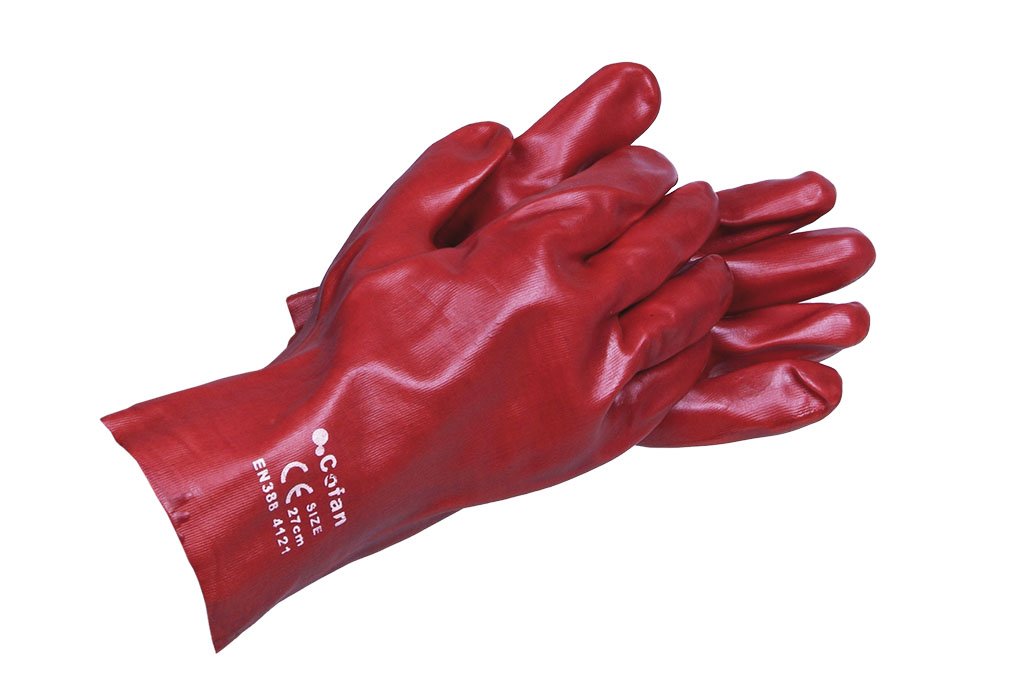 GUANTE PVC ESTANCO ROJO DE 35 Cms. - Unid: 12