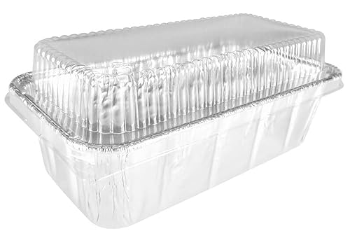 Handi-Foil Molde de pan de papel de aluminio de 2 libras con tapa de cúpula resistente Hfa #316 (paquete de 50)