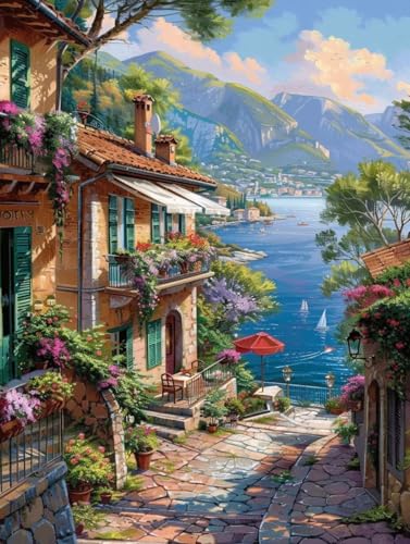 Peinture numéro adulte bord de la mer 100x130cm sans cadre