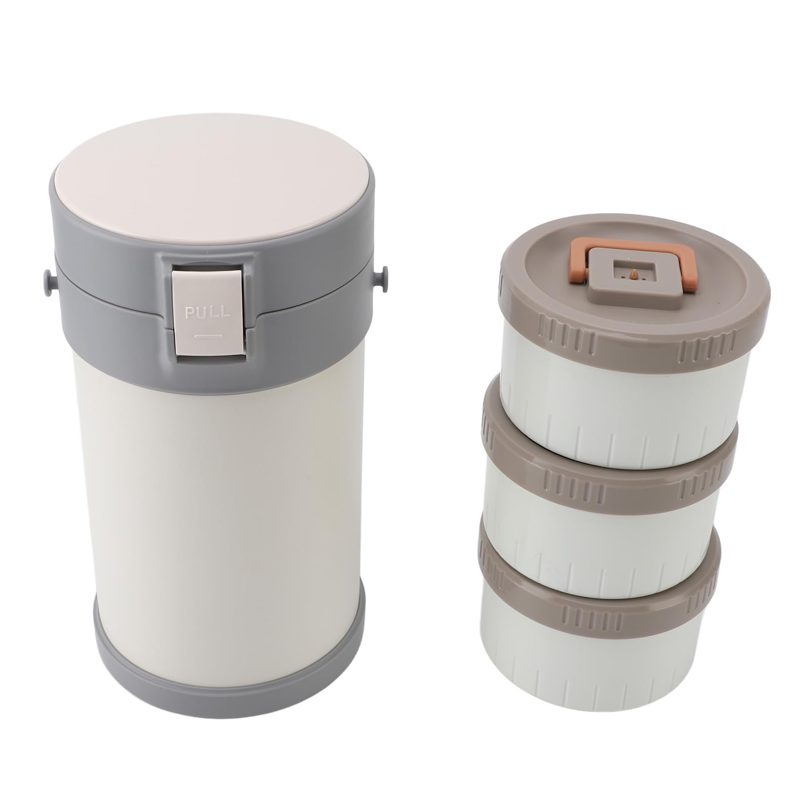 Tarro de alimentos aislado de 2,3 litros de capacidad, 3 niveles para microondas, fiambrera térmica de acero inoxidable 304, con ajustable (blanco)