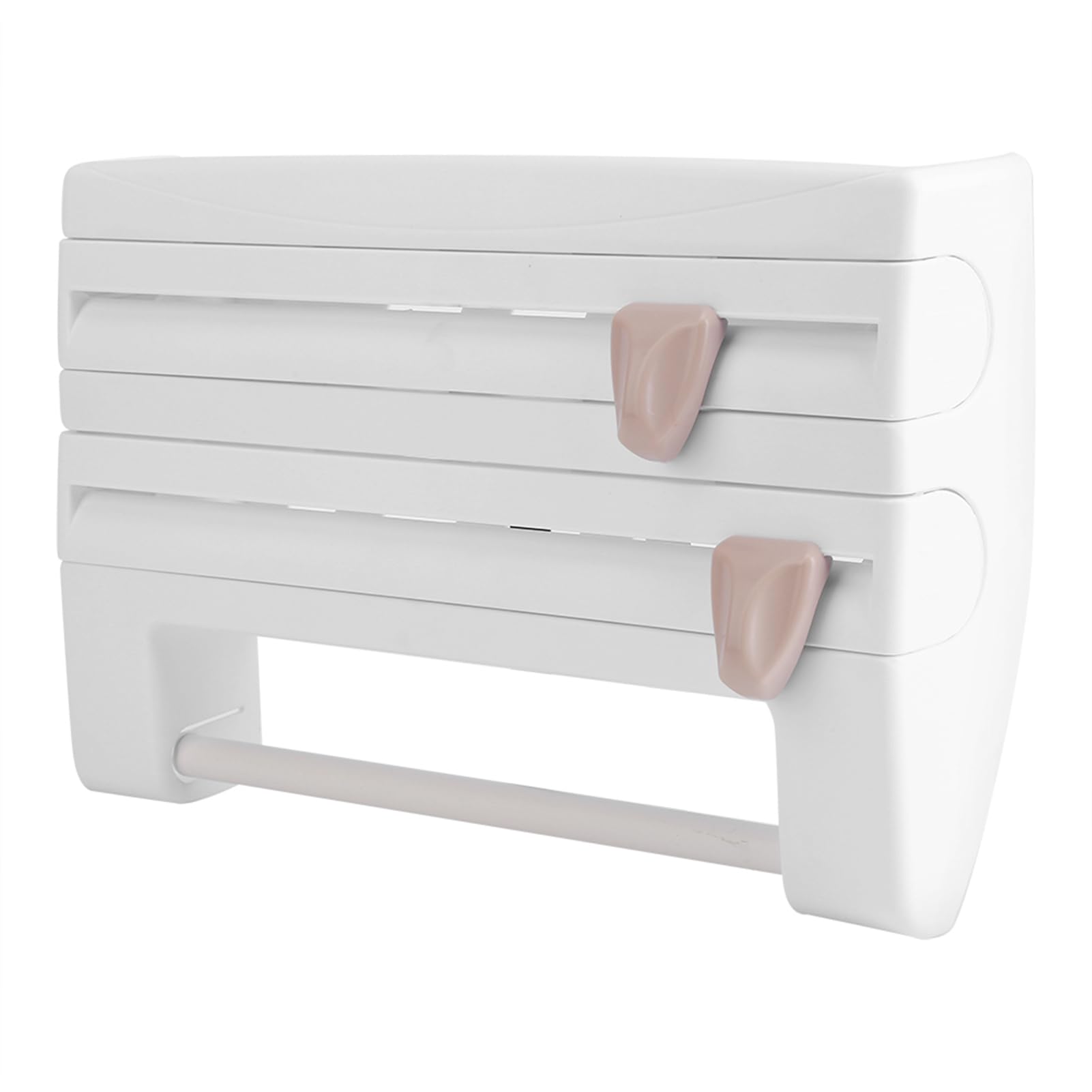 Ausla White Wall Mounted Cling Film And Foil Dispenser, Multifunctional Kitchen Roll Holder, Space-Saving Organiser In