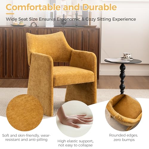 Sillón Chenille Geométrico Amarillo Moderno miniatura 5