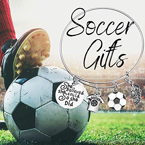 Soccer Bracelet, Soccer She Believed She Could So She Did Jewelry, Soccer Bangle Bracelet- Soccer Charm Bracelet, Soccer Gifts #TOP4