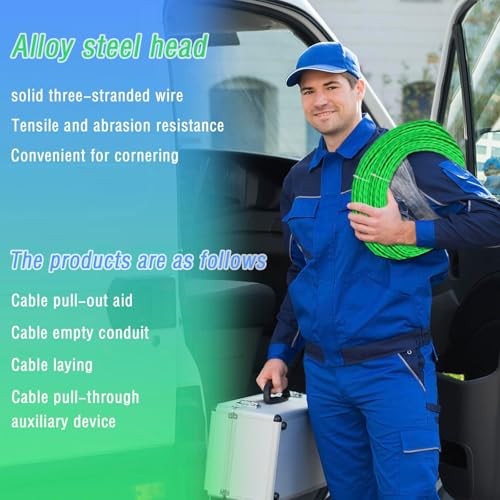 Image of 25M Professional Wire Puller for Electrician, Flexible Wire Lead Threading Device Tool, 25m Retractable Spiral Cable Puller with Green Fish Tape for Conduit Installation