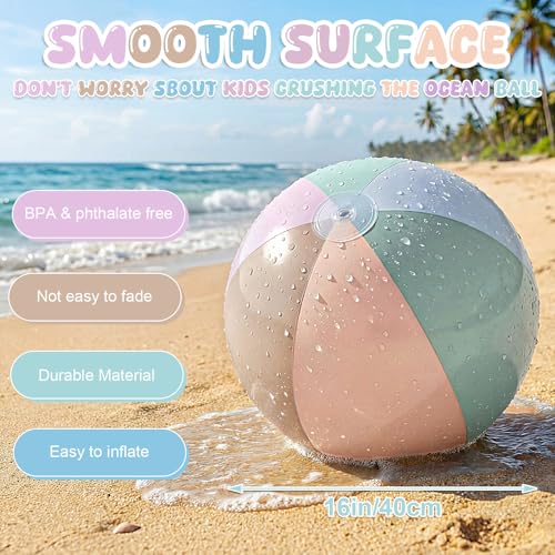MiniInflat 3 Pcs Pastel Inflatable Beach Balls 24 & 16 Inch Large Round Pool Balls PVC Toys for Adults Kids Summer Beach Water Games, Birthday Luau Party Favors Decorations(Morandi) - image 6