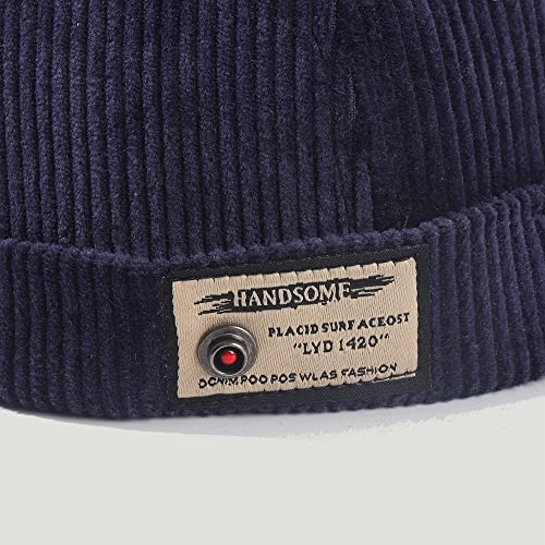 Brimless Hats Beanie Docker Cap Work Soldier Cap Skull Cap Rolled Cuff Retro Miki Hat For Men Women Black #TOP6