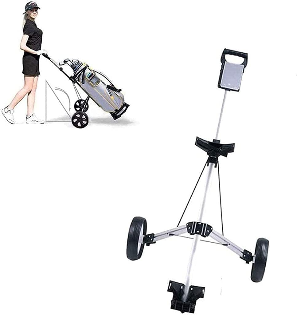 Golf Push Cart Lightweight and Compact Golf Trolley Golf Cart with Drink Rack Easy to Open and Close with Scorecard