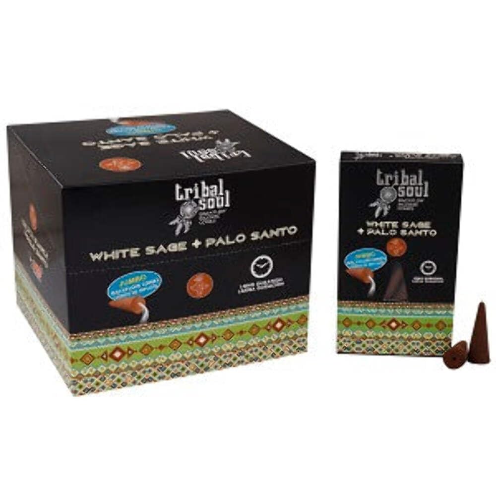 Tribal Soul 10 Jumbo Backflow Incense Cones Aromatherapy Fragrance Aroma (White Sage & Palo Santo)