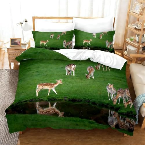 Housse de couette douce et zippée pour lit double motif cerf 3D - 2