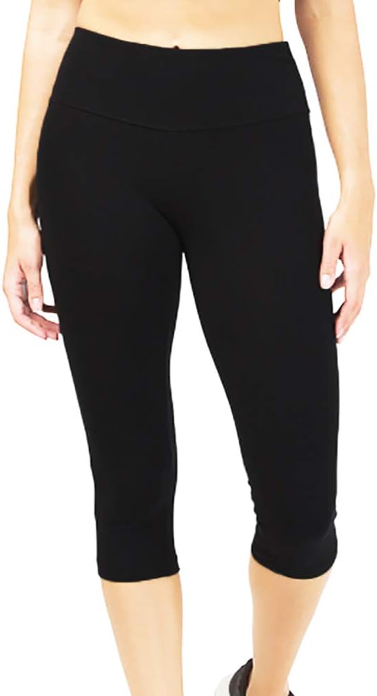 MC&LO Cotton Spandex Comfort Women Yoga HIGH Waist FOLD Over Capris Pants S-5XL