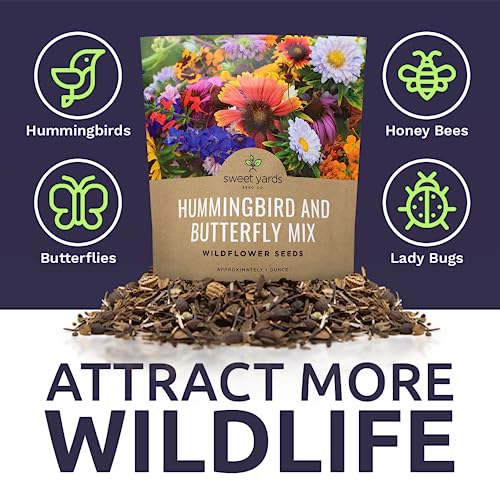 Wildflower Seeds Butterfly and Humming Bird Mix - Large 1 Ounce Packet 7,500+ Seeds - 23 Open Pollinated Annual and Perennial Species