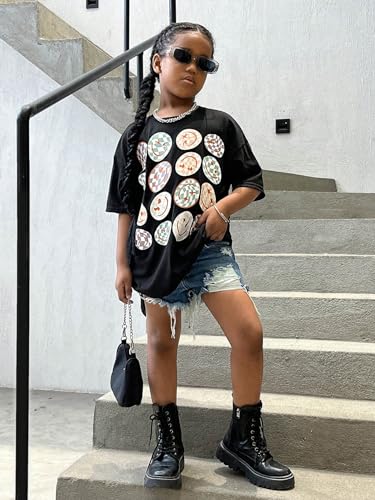 Floerns Girl's Cartoon Graphic Print Half Sleeve Crewneck Casual Tee Shirt4