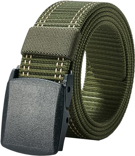 LionVII Mens Belts Web - Belt for Men with Plastic Buckle Breathable for Sport Casual- Adjustable Trim to Fit 28-45