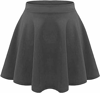 LUXFAB Girls Skater Skirt High Waisted Flared Tutu Style | Stretch Polyester Mini Skirt | Elastic Waistband | School Unifo...