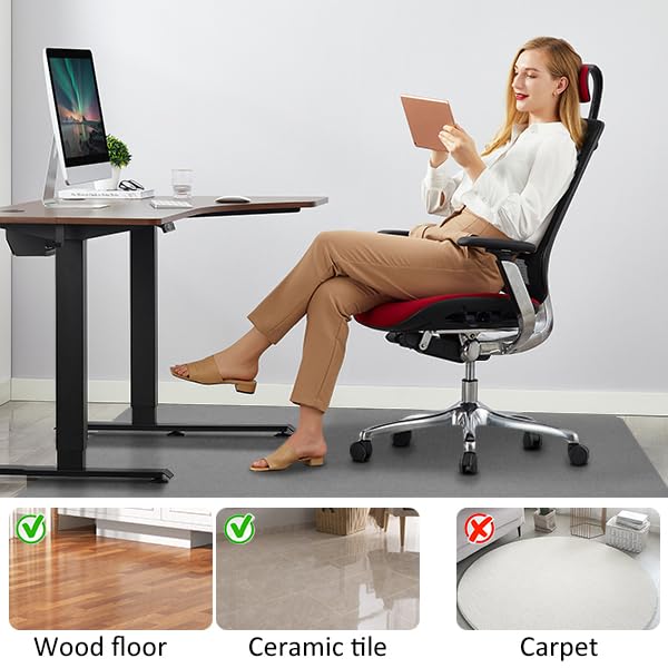 Image of Office Chair Mat for Hardwood Floor&Tile,55 inchx35 inch Anti-Slip Desk Chair Mat,Low-Pile Chair Mat,Multi-Purpose Hardwood Floor Protector for Office,Home (Light Grey, 35 * 55IN)