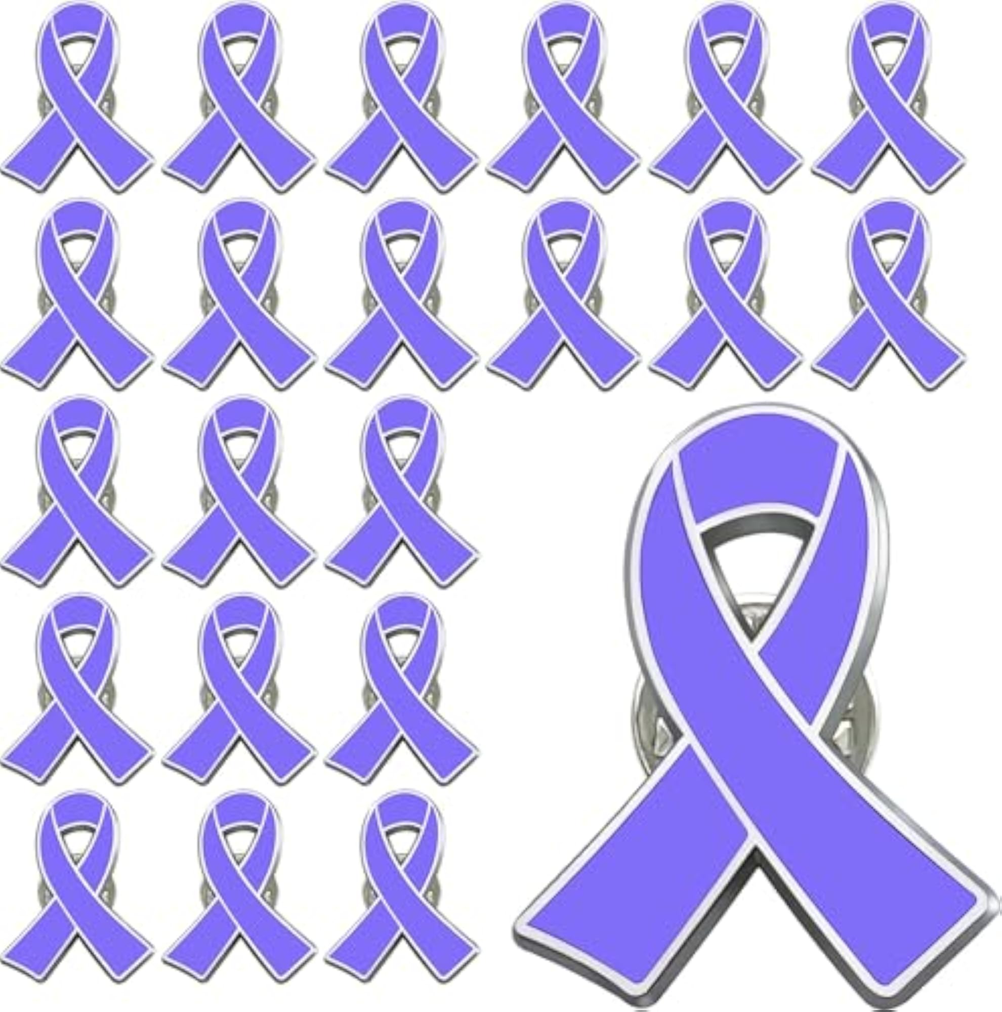 Lavender Purple Ribbon Cancer Awareness Enamel Pin Set