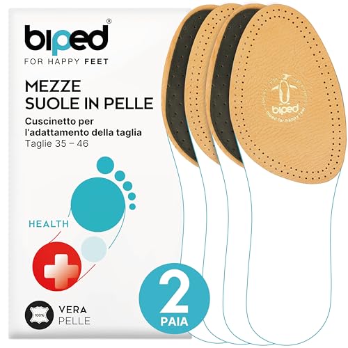 biped 2 paia di mezze suole in pelle con carbone attivo - Imbottiture per l'avampiede Solette per scarpe - Solette in pelle Donna e uomo z1782(37-38)