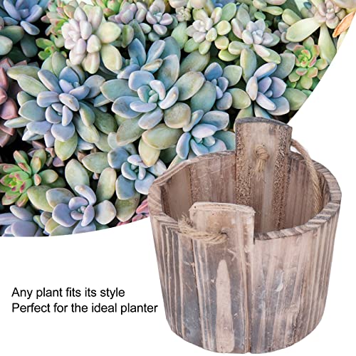 Rustic Wooden Whiskey Barrel With Lanyard Planter, Resistant To Hot Sun And Harsh Winters Without Fading Or Frosting Patio Garden Backyard Primitive Planter, Outdoor Indoor Home Decor (4.75 Inches) #TOP2
