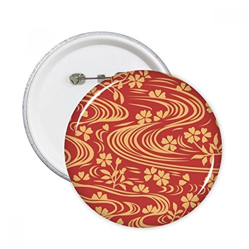 Pins Fleur Rouge japonaise ronde en métal style badge bouton pour vêtements taille S