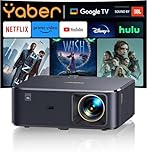Beamer 4K mit Android TV 11.0, Sound by JBL, Dolby Audio, NFC, Autofokus, Auto Trapezkorrektur, WiFi6, Bluetooth, YABER K2s 1080P Full HD Beamer Heimkino Outdoor 300" Display Video Projektor