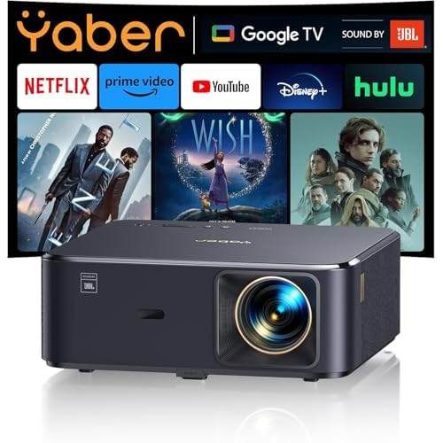 Beamer Eingebauter TV-Dongle mit NFC und Autofokus,Dolby Audio/Sound von JBL LED Beamer,WiFi6 Bluetooth Beamer,YABER 800 ANSI Lumens 1080P Full HD Beamer 4K Heimkino Video Beamer für 300'' Display