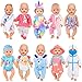 ebuddy 10 Sets Puppenkleidungszubehör für 43 cm Neugeborene Babypuppen umfassen Strampler im Cartoon-Stil, Kleid, Nachthemd, Doktor-Outfit, Bikini und Hut