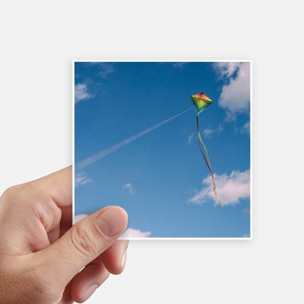 Autocollant cerf-volant bleu ciel nuages sticker carré 10cm moto mur ordinateur