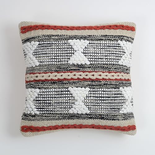 Image of TIB Premium Boho Decorative Throw Cushion Covers, 16 x 16 cm, Set of 2, Cotton. (Rust Abstract)-230 TC