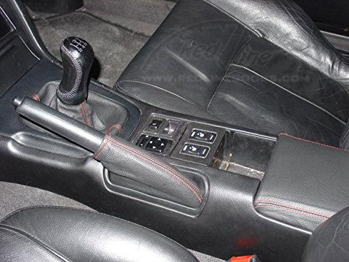 RedlineGoods ebrake Boot Compatible with Nissan 240SX 1989-94. Tailor Made - not Universal. Genuine top-Grade Italian Black Suede (Alcantara) with Silver Thread