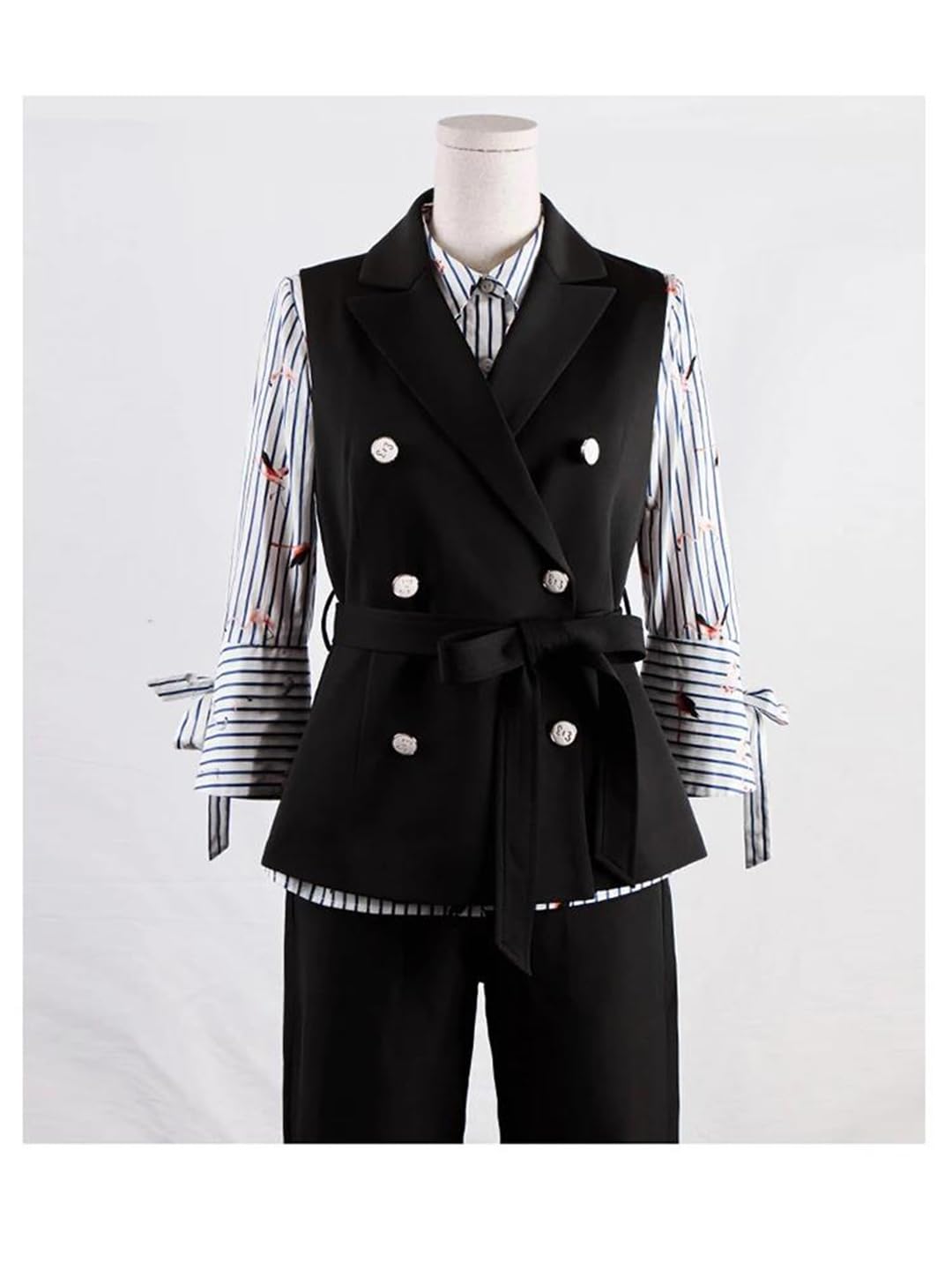 Wjnvfioo Gilet da donna allentato doppio petto moda elegante senza maniche giacca street versatile top