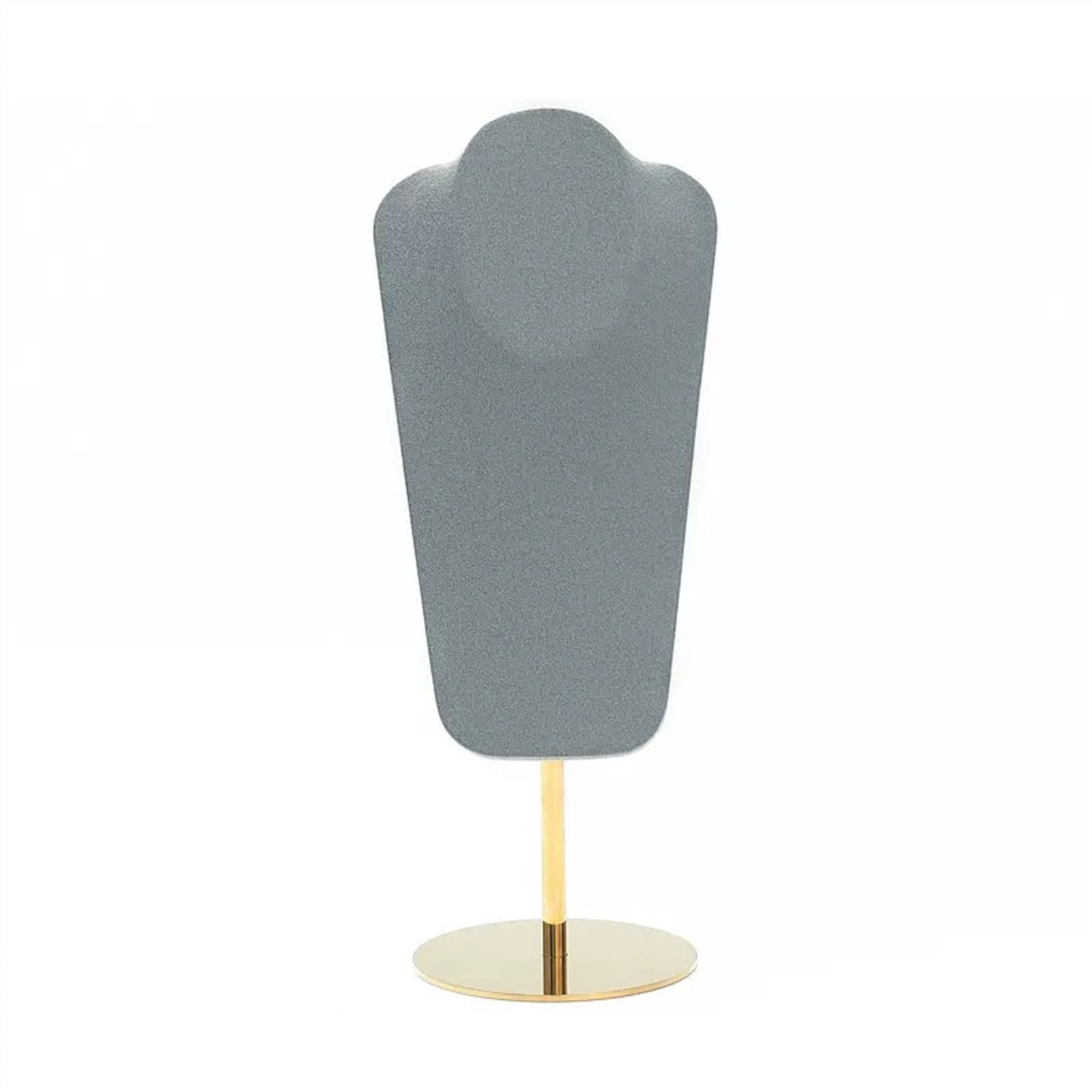 J9V4G6S3B5 Jewellery Storage 14" Grey Velvet Necklace Display 3D Jewelry Bust Stand Easel Chain Tower Rack for Home Bedroom
