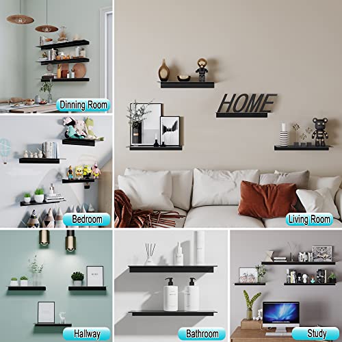 Hnvner Metal Wall Shelves Set Of 2, Display Shelves For Wall Decorative, Shower Caddy Wall Mounted, Black Floating Shelf For Bedroom, Living Room,Office, Kitchen, Hallway #TOP6