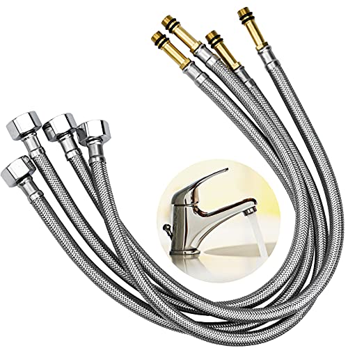 4 Stück Anschlussschlauch Armatur Anschlussschlauch Wasserhahn Edelstahl Schlauch Verlängerung M10 Flexschlauch Anschlussschlauch für Wasserhahn Mischbatterie Cover