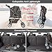 Pet Stroller Dog Cat Cage Stroller 4 Wheels W/RainCover,Leopard Skin
