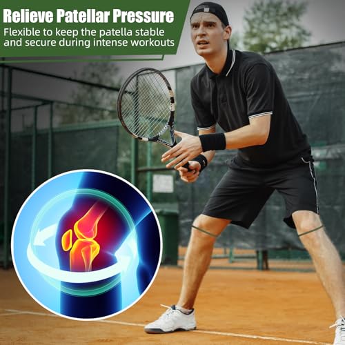Image of Foilswirl Silicone Patella Knee Band for Basketball Patella Tendon Support Knee Pain Running Tendon Brace Support Strap(2,Army Green,M)