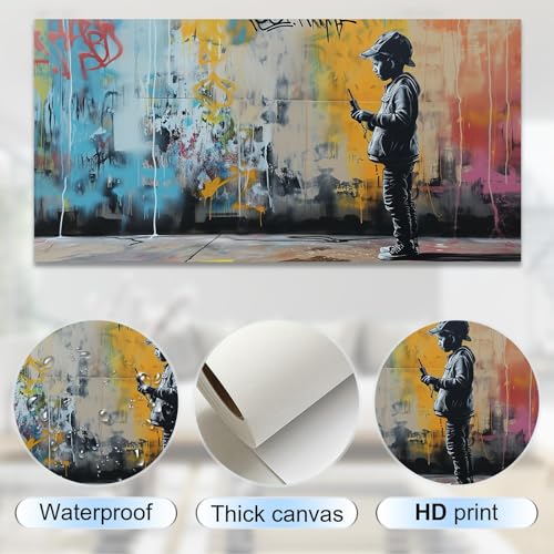 Toile murale graffiti pour raviver un mur blanc salon affiche street art moderne 50x100 - 6
