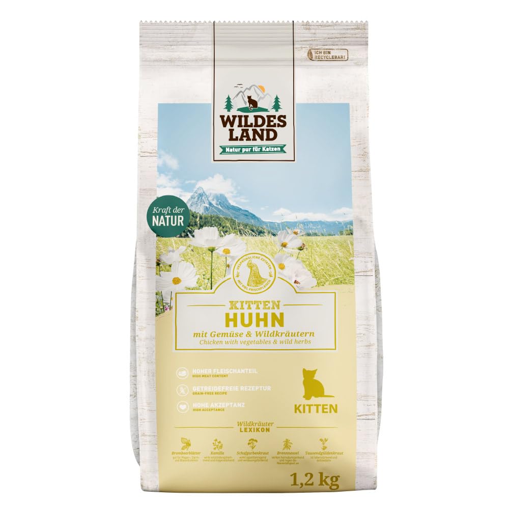 WILDES LAND Comida Seca para Gatos Pollo Gatito 1,2 kg. Lote de 4 Unidades