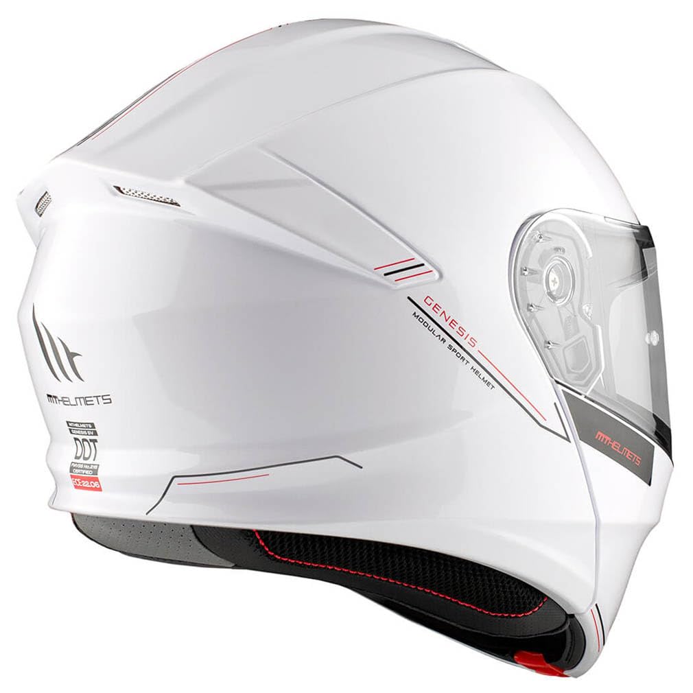 MT Genesis SV Blanco - Casco de Moto Modular Abatible con Visor Solar - Homologado ECE 22.06 (M)