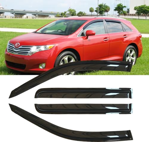 4pcs Original Shatterproof Side Window Wind Deflectors for Toyota Venza 09-16,Rain Guards,Nice Looking Window Visors for Cars,Vent Deflector Sun Shade fit for 2009-2016 Toyota Venza 94162