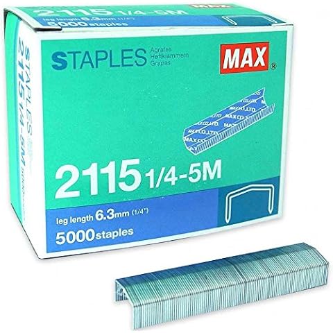 MAX USA CORP. Max Staples 2115 1/4-5M. Box of 5000 Staples Cover