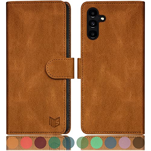 Housse cuir synthétique Samsung A35 5G SUANPOT aux finitions soignées couleur café