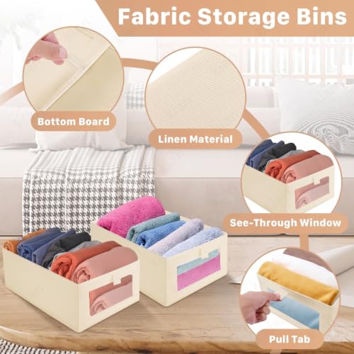 Image of Kian Wardrobe Organizer for Clothes Organiser Storage Box with Clear Window, Foldable Closet Organiser Basket for Clothing, Jeans, Pants, T Shirts, Shelves, Toys (Pack of 2)