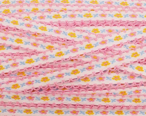 RayLineDo 22 Yards DIY Handmade Lace Rural Style Applique Sewing Craft Wedding Bridal Dress Embellishment DIY Party Decor Clothes Accessory (Pink)