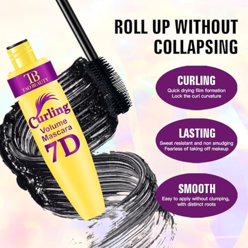 Image of 7D Fiber Lashes Waterproof Volumizing Mascara, Lengthening & Waterproof, Smudge-Resistant, Long-Lasting Formula (Black)